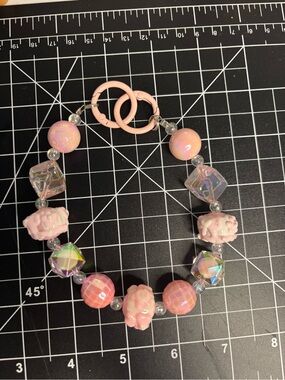 Handmade Pink Beaded keychain